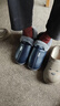 奥康（Aokang）冬季包跟棉拖鞋男士新款包头大码防水防滑保暖PU皮棉鞋女秋冬老人 藏青【加绒防溅水】 44-45 【适合43-44码】 实拍图