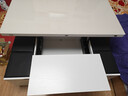 初暖升降茶几餐桌两用小户型简约实木可伸缩折叠多功能茶几电视柜 白色玻璃 升级实木板（90%客户购买） 实拍图