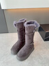 ZHR雪地靴女2025新款冬季加绒加厚保暖棉鞋女长筒靴女IQ01 灰色 37 实拍图