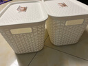 爱丽思（IRIS）收纳篮多功能收纳筐厨房卫生间塑料镂空藤编纹带盖储物口罩收纳盒 L号（42*29*26cm）白色 实拍图