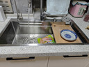 TOSO日式厨房水槽大单槽洗菜盆一体盆抗菌手工304不锈钢台上中下水池 银色4.0集渣水槽-圆形抽拉全配置 800*460MM 实拍图