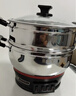 惠当家（Hui Dang Jia）电热锅电炒锅电煮锅电蒸锅加厚无涂层电锅一体多功能锅电火锅大容量大功率家用炒菜不锈钢锅 【大开关按键】28CM单笼(304不锈钢款) 实拍图