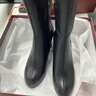 富贵鸟女鞋真皮中筒靴女新款加绒粗跟短靴子女秋季妈妈鞋高跟鞋马丁靴女 黑色（单里）跟高6cm 37 实拍图