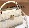 CHARLES&KEITH鳄鱼纹凯莉包手提斜挎婚包包女包生日礼物新年礼物CK2-50270880-1 Ivory象牙色 S 实拍图
