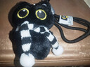 黑猫玩偶毛绒公仔挂件ins可爱猫咪包包挂饰情侣礼物送女朋友礼物 黑白围巾+黑猫【升级双扣挂绳】 会吱吱叫【10厘米左右】 实拍图