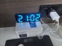 BBA闹钟智能学生镜面led电子时钟桌面床头摆件数字闹铃 黑面蓝字0712 实拍图