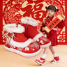 汉服鞋子女童冬季2026新款儿童拜年鞋国风红色雪地靴加绒绣花棉鞋 红色 27 实拍图