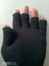 羊毛半指手套女秋冬季针织毛线两用男士学生写字工作冬天保暖露指 黑色 实拍图