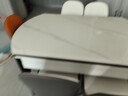 奥利克丝 亮光岩板餐桌椅组合 现代简约实木餐桌可伸缩折叠圆桌吃饭桌子 亮光雪山白-黑白框架轻奢皮椅款 1.35米 一桌六椅【12MM加厚岩板】 实拍图