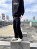 真维斯裤子男士秋冬季加绒加厚休闲宽松直筒阔腿拖地运动男生垂感卫长裤 926黑色 XL （建议130-150斤） 晒单实拍图