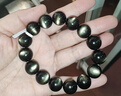 石玥珠宝收藏级14mm金猫眼天然黑曜石手串本命年转运珠水晶手链男女士款 实拍图