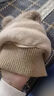目丸儿童毛线针织帽女童男孩秋冬围脖一体连帽宝宝防风护耳保暖套头帽 卡其 实拍图