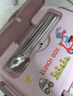 优泊仕316L不锈钢小学生饭盒专用儿童分格餐盘带盖食堂餐盒食品级便当盒 316小号二格兰迪粉+提包+勺筷 实拍图