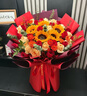 艾斯维娜鲜花速递向日葵混搭花束生日礼物全国同城配送 33朵玫瑰+5朵向日葵混搭花束 实拍图