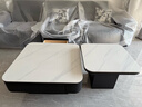 硕凡意式高级轻奢岩板正方形现代小户型茶几家用客厅黑色极简简约组合 双抽屉款-鱼肚白岩板【80+60】cm 实拍图