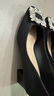 达芙妮单鞋女气质方头粗跟水钻高跟鞋通勤女鞋子4023101037 黑色 37 实拍图