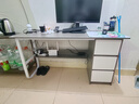 木匠印记电脑桌书架一体桌台式电脑桌储物书桌办公桌学生桌写字桌学习桌 【活动】加粗钢架莫兰迪灰色 140cm 实拍图