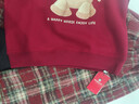 巴布豆（BOBDOG）马年本命年女童拜年服冬季套装红色卫衣过年服 酒红+红格130 实拍图
