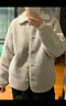 优衣库女装男装仿羊羔绒摇粒绒休闲开衫长袖宽松外套冬新款479616 01 乳白色 L 实拍图