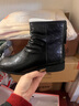 卓诗尼秋冬瘦瘦靴短靴鞋子法式抓皱粗跟小裸靴 黑色 38  实拍图