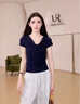 UR2025秋季新款女装简约设计感披肩式修身短袖T恤UWU450013 宝蓝 L 实拍图