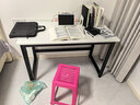 馨美凯电脑桌台式家用简易书桌办公桌简约现代工作台租房卧室学习写字桌 【单桌1.6cm厚桌面】黑架+暖白色 长120cm*宽60cm*高74cm 实拍图
