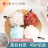 洁丽雅（Grace）【大号三个装8.9元】沐浴球浴花洗澡球浴花球搓背搓澡巾可爱 升级款浅棕+粉+青【三个装】 实拍图