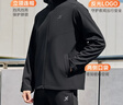 特步防泼水外套秋冬新款男夹克上衣跑步服户外骑行服双层风衣运动服 0110加绒-正黑色-经典简约 S 实拍图