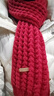 百搭韩版针织毛线红色围巾女2024圣诞冬季高级感新年礼物情侣围脖 针织围巾-酒红色-1个装-保暖 1 实拍图