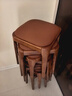 哈骆顿（HALODN）凳子实木凳子家用 可叠放软包方凳小板凳餐椅梳妆凳子 【整装承重500斤】胡桃+深灰4张 可叠放-软包款免安装 实拍图