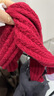 百搭韩版针织毛线红色围巾女2024圣诞冬季高级感新年礼物情侣围脖 针织围巾-酒红色-1个装-保暖 1 实拍图