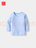 优衣库婴幼儿宝宝HEATTECH棉混纺圆领T恤/长袖保暖衣秋衣478444 61 水蓝色 100 实拍图