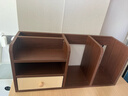 第一森林（First Forest）书架桌面书桌收纳置物架办公桌文件架分层架简易学习桌书本收纳架 【左侧带抽】胡桃色56*18*25cm 实拍图