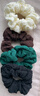 新款奶油泡芙大肠发圈女简约复古褶皱头花头绳丸子头皮筋气质发饰 绿色奶油褶皱发圈 实拍图