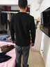 拇指白小T热力加厚加绒长袖T恤秋冬新款保暖百搭打底衫 男款黑色 3XL 实拍图