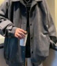 顶峰保罗（Dingfengbaoluo）夹克外套男士秋冬休闲宽松潮麂皮绒上衣美式棒球服YM9921灰色L 实拍图
