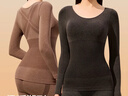 婷美保暖内衣女羊毛发热秋衣秋裤无痕修身显瘦内搭秋冬美体套装 咖XL 实拍图