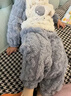 小猪大卫 PECODAVID珊瑚绒套装秋冬儿童室内居家服男女可爱分体套装毛毛款 灰蓝宇航员 100 版型宽松，按正常尺码拍 实拍图