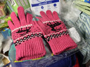 兰迪惟依小鹿款保暖手套五指触屏毛线针织棉保暖学生大人骑行卡通韩版 玖红色 实拍图