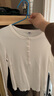 优衣库女装罗纹亨利领T恤/长袖修身短款内搭打底479591 487908 487908/01乳白色 L 实拍图