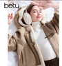 百图betu女装冬季新款短外套皮毛一体仿羊羔绒保暖外套女2411T65 卡其色 M 实拍图