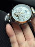 冠琴（GUANQIN）手表男机械表全自动镂空飞轮瑞士品质防水夜光皮带男士双日历手表 间金白面 实拍图