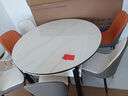 奥利克丝 亮光岩板餐桌椅组合 现代简约实木餐桌可伸缩折叠圆桌吃饭桌子 亮光雪山白-黑白框架轻奢皮椅款 1.35米 一桌六椅【12MM加厚岩板】 实拍图