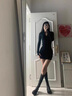 妙奕嘉黑色性感纯欲连衣裙紧身连体包臀裙小妈风裙子御姐礼服高级感短裙 辣妹修身包臀打底连衣裙【黑色】 M 【建议80-100斤】 实拍图