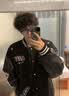 OEMG 美式刺绣棒球服棉服男士秋冬季撞色拼接加厚保暖上衣夹克外套 XZ817-B820黑色 常规 【高品质】 XL [建议120-140斤] 实拍图