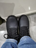 特步运动鞋男鞋跑步鞋冬季加绒皮面防水轻便减震休闲慢跑鞋棉鞋黑色 实拍图