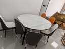 上林春天 亮光岩板餐桌椅组合 现代轻奢可伸缩吃饭折叠方桌中小户型洽谈桌 抗菌雪山白丨轻奢皮椅丨黑色框架 1.3米 餐桌+6椅【店长推荐】 实拍图