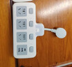 【京东物流】纯铜插头转换器小米同款插座安全耐用USB带夜灯独立开关一转多孔家用插排板 灰色带插头 4开关（纯铜 2500W）夜灯+USB 实拍图