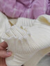 三彩冬款纯色坑条针织衫木耳边半高领修身打底内搭简约女 米白色 S 实拍图