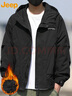 JEEP吉普夹克男秋冬季冲锋外套男士休闲宽松工装衣服男装 黑色加棉 XL 实拍图